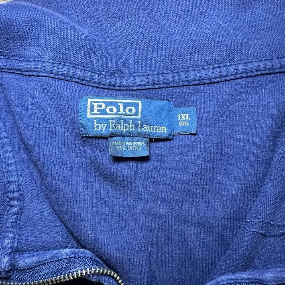 Polo Ralph Lauren 1/4 Zip Pullover Sweater Mens 1XL‎ Big Navy Blue Academia